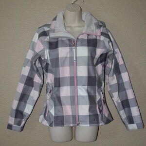 Sz S The North Face TNF APEX Morgan Pink Gray Plaid Fleece Lined Winter Jacket